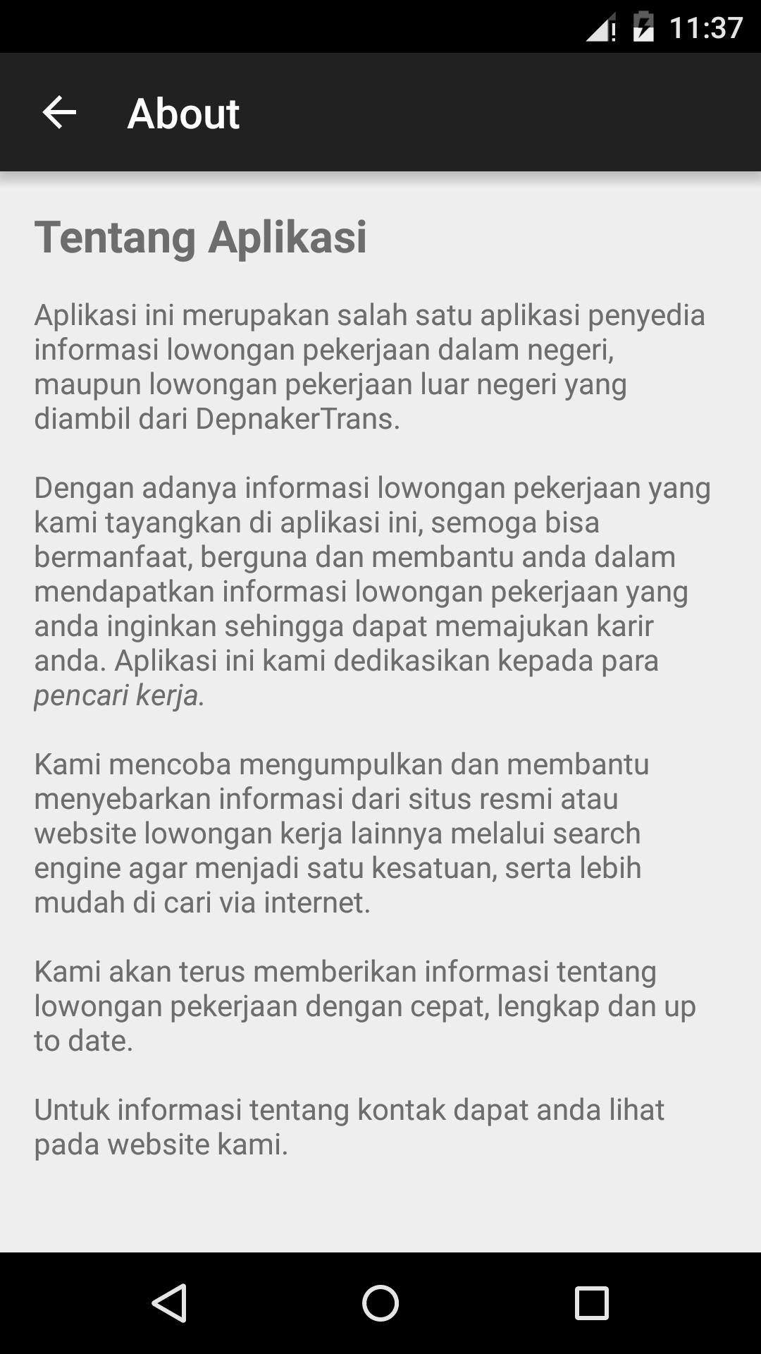 Informasi Loker Depnaker