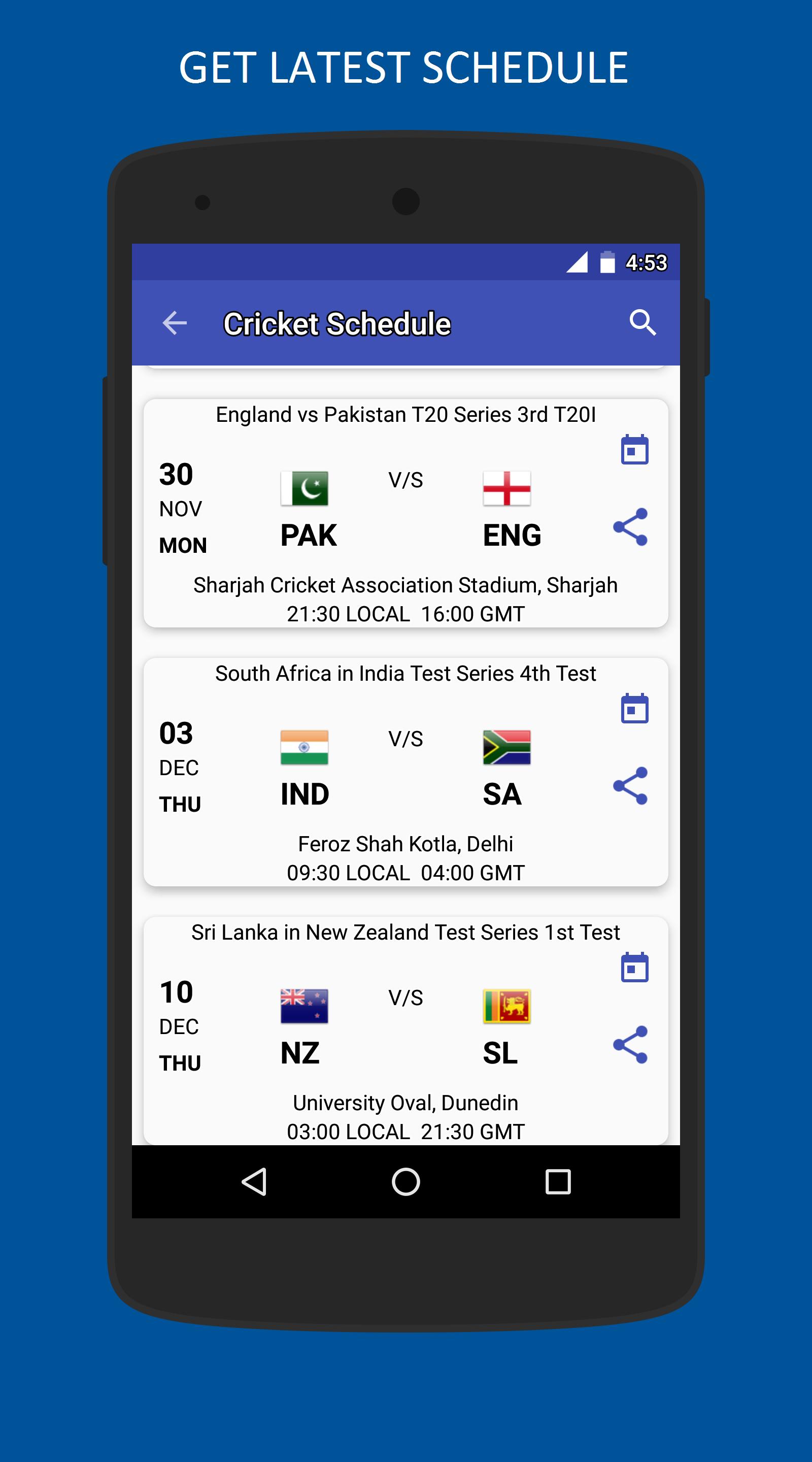 Cricket Schedule