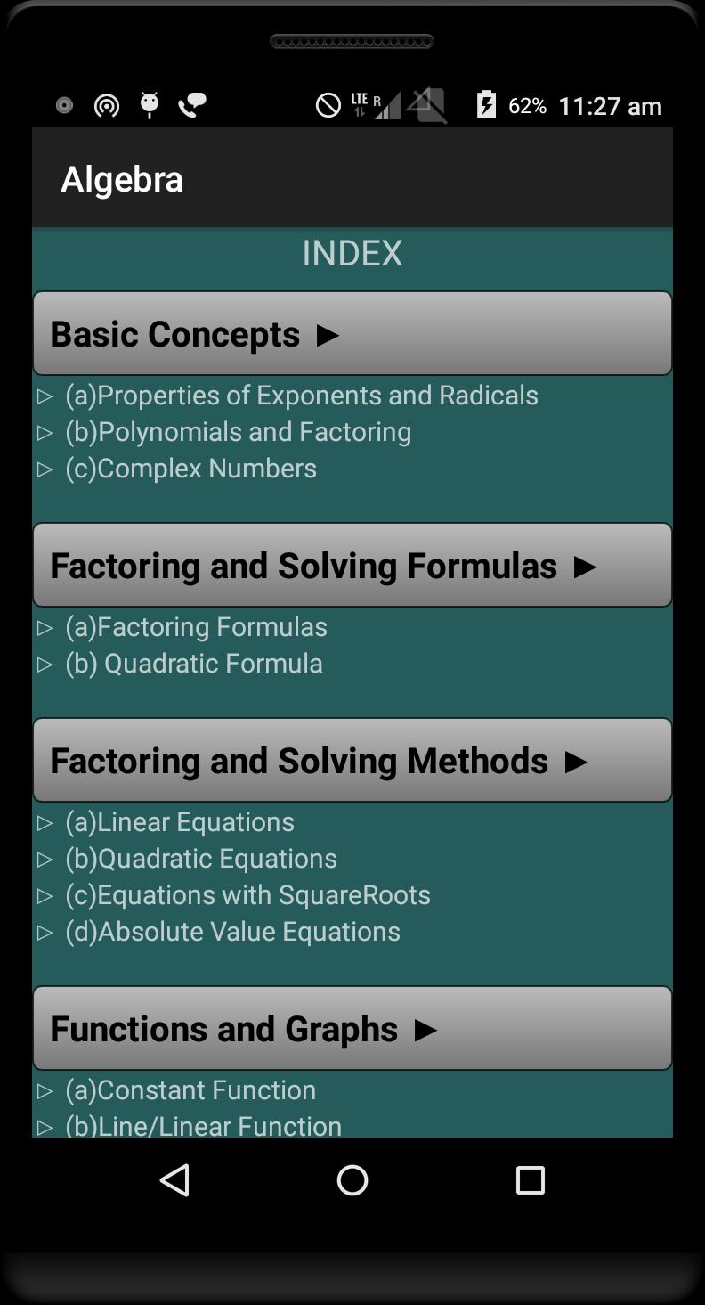 Algebra Quick Reference