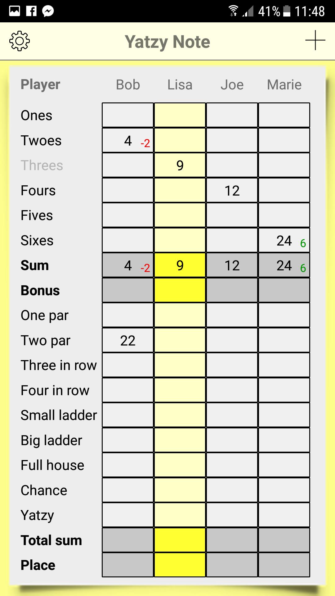 Yatzy Note