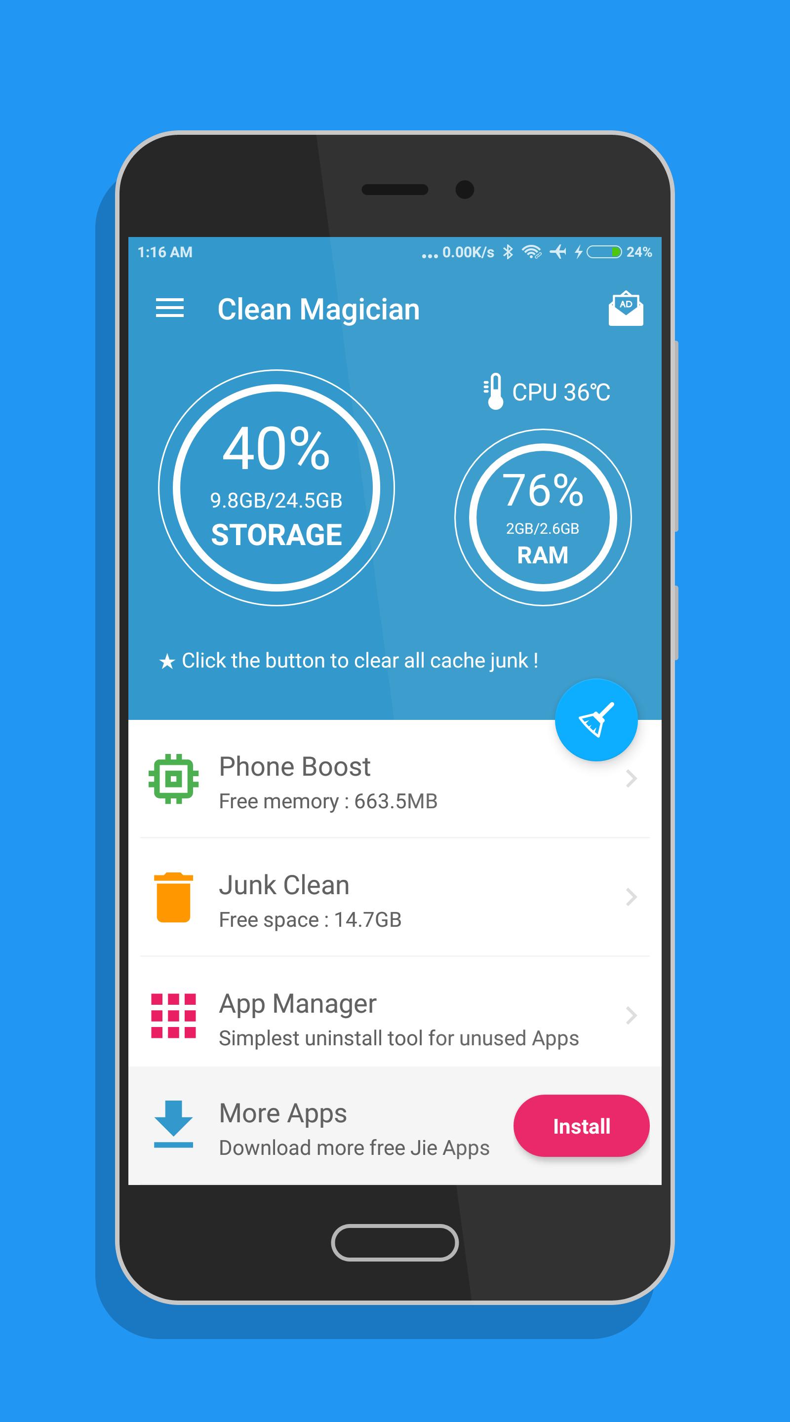 Clean Magician - Phone Speed Booster, Junk Cleaner
