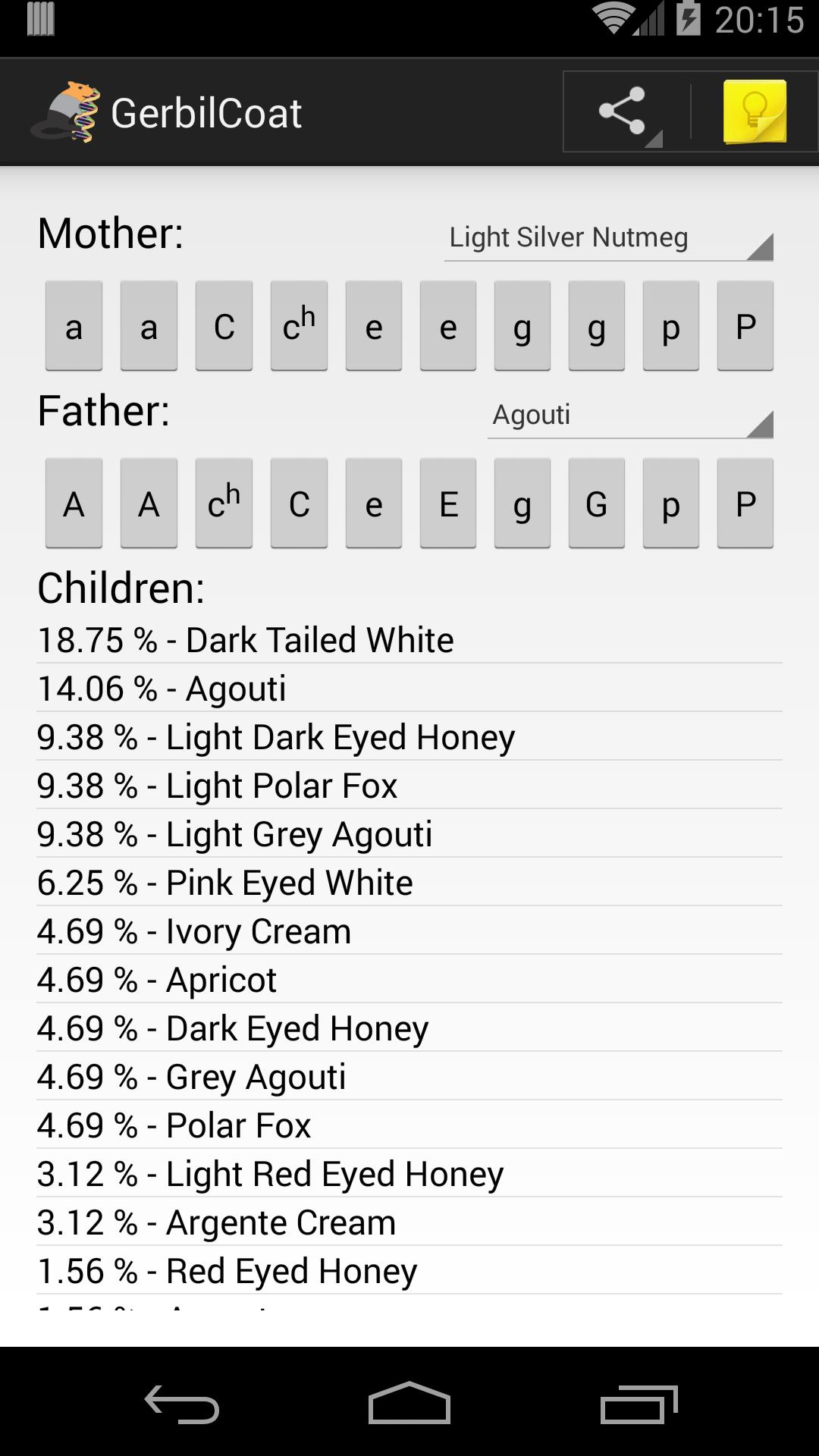 Gerbil Coat Color Calculator