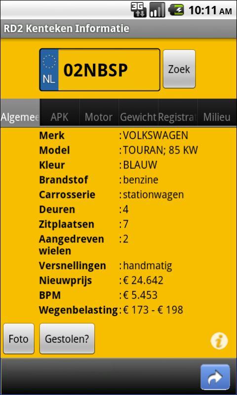 RD2 Vehicle Info