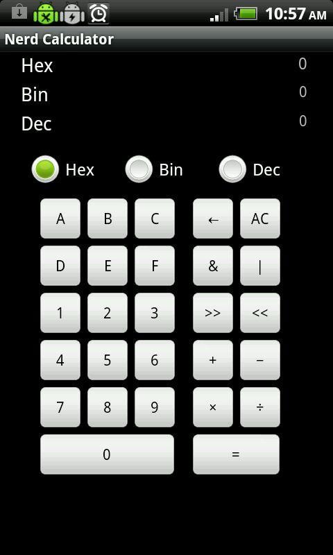 Nerd Calculator - Binary/Hex