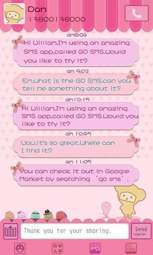GO SMS Pro Pink Sweet theme