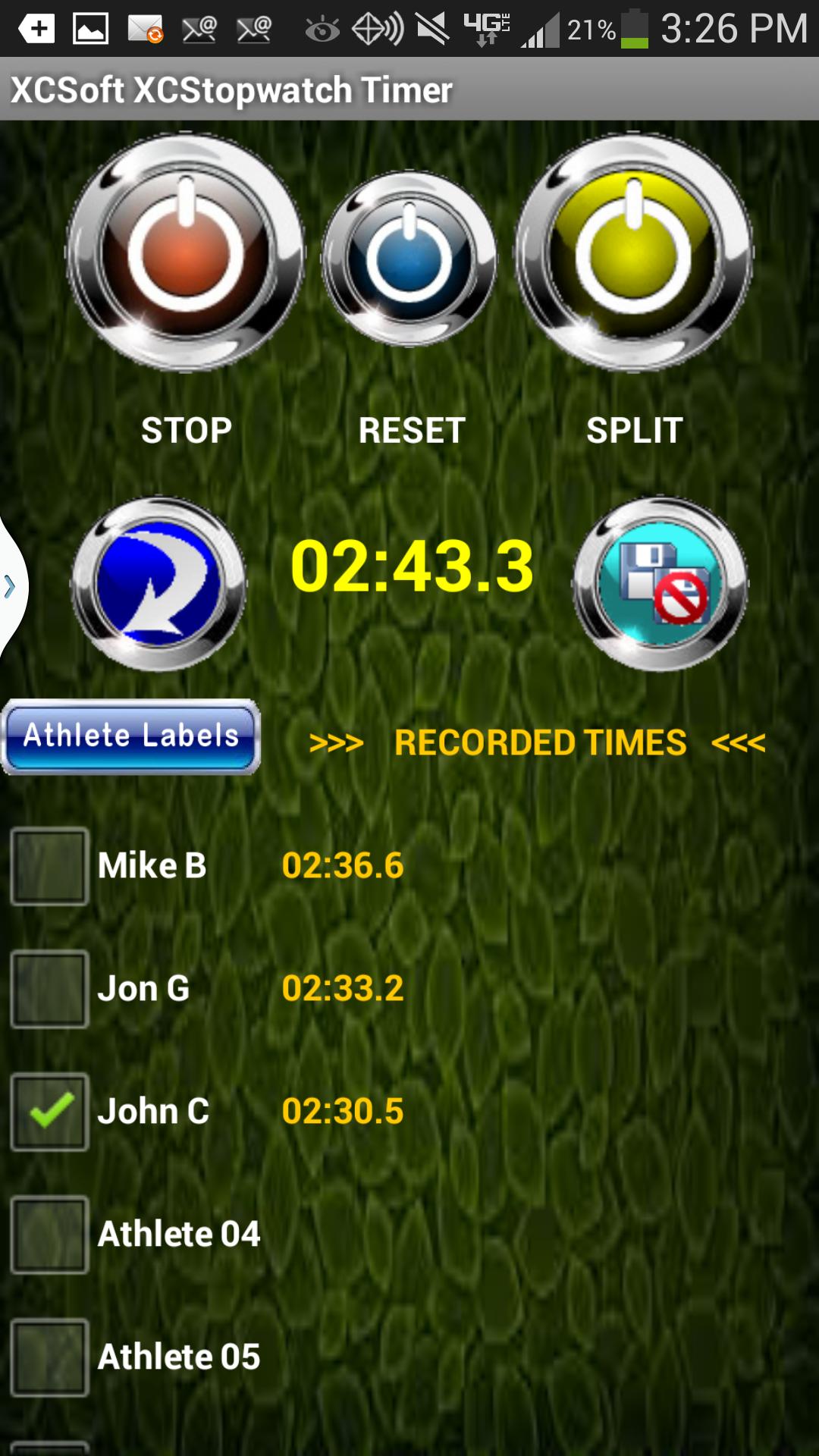 XC Stopwatch Timer