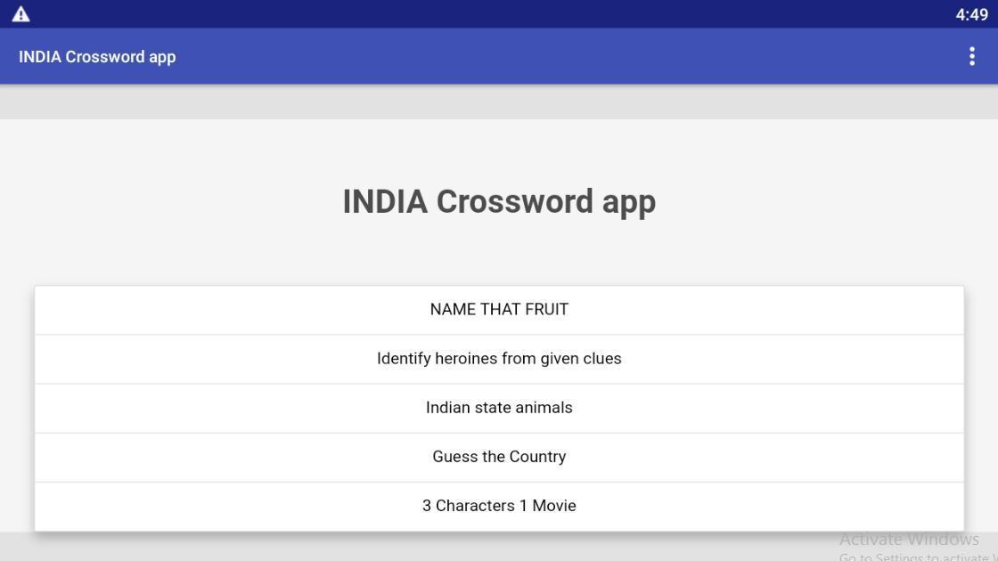INDIA crossword App